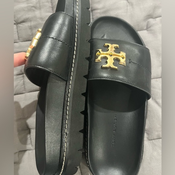 Tory Burch Everly Anatomic Lug Paris Nappa Slide black 5.5 beach - Picture 5 of 6